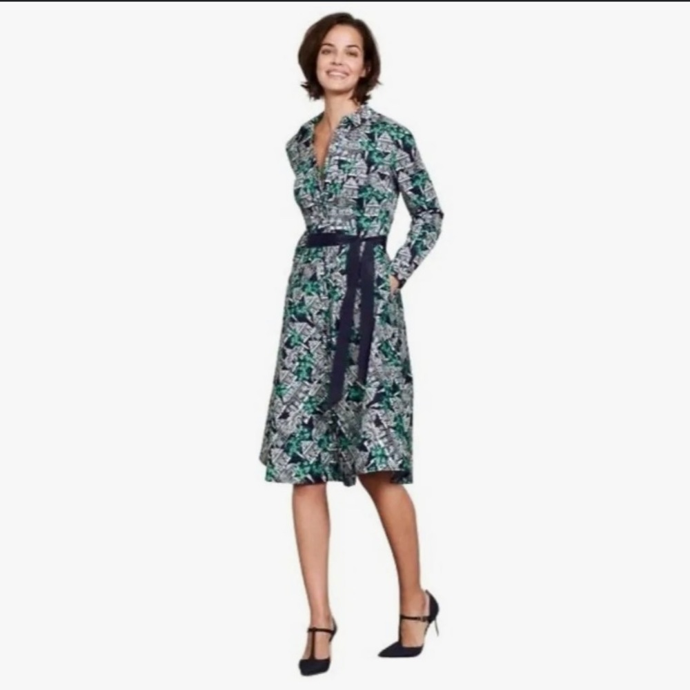 Boden Posy shirt dress 8R US botanical glasshouse print